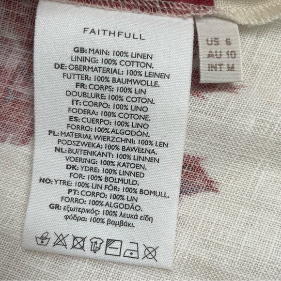 Faithfull The Brand Linen Marais Midi Dress  Cecile Floral Garnet Size 6 - Picture 13 of 16